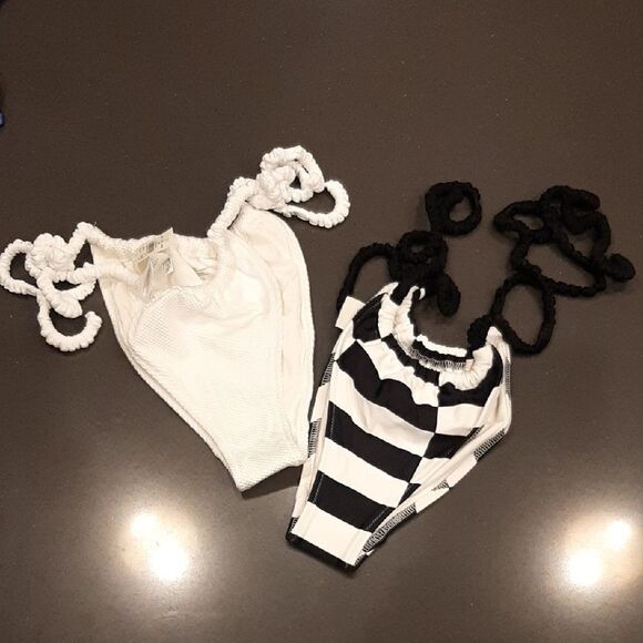 aerie Other - Aerie Cheekiest Black and White Striped Bikini Bottoms Bundle Of 2
